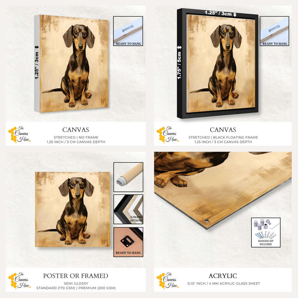Abstract Dachshund Dog Portrait | Animals Wall Art Prints - The Canvas Hive
