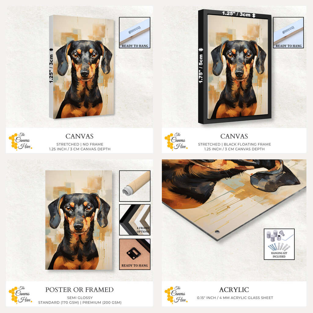 Abstract Dachshund Dog | Animals Wall Art Prints - The Canvas Hive