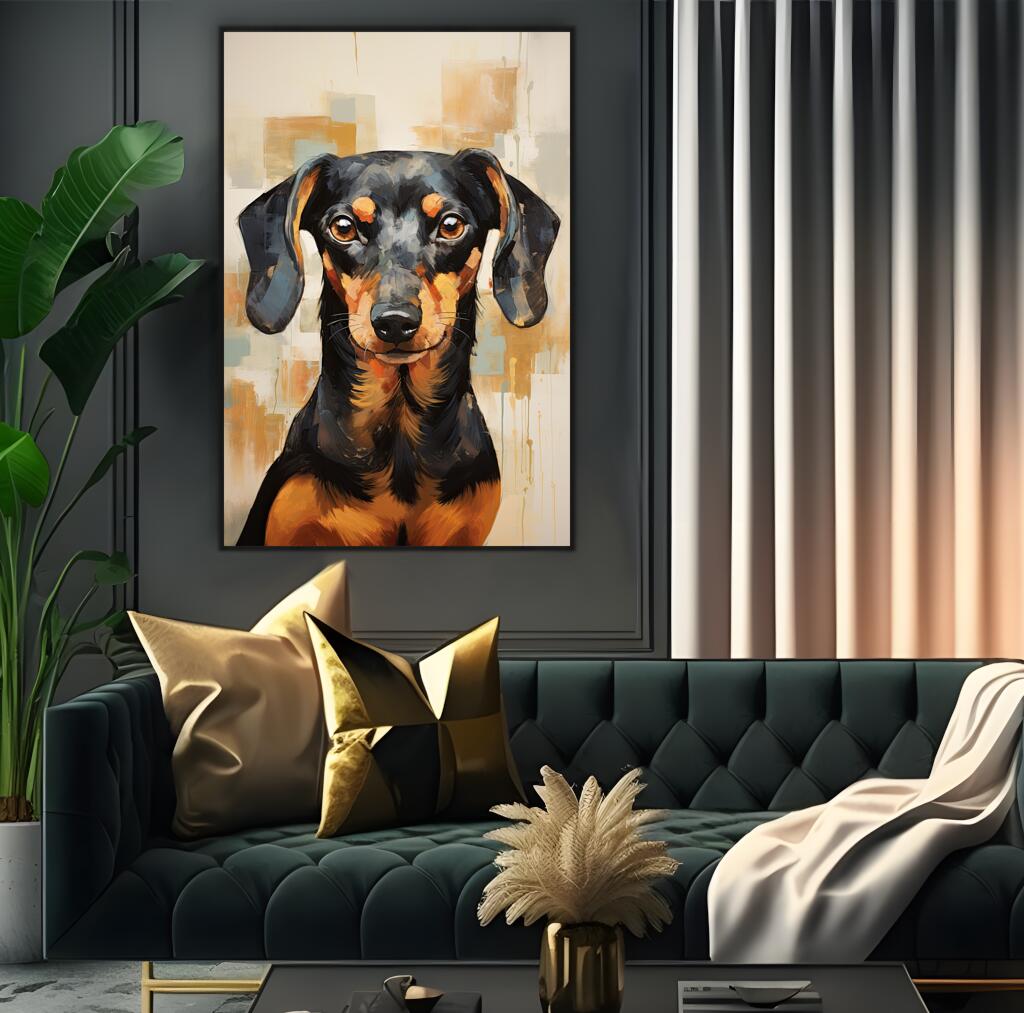 Abstract Dachshund Dog | Animals Wall Art Prints - The Canvas Hive