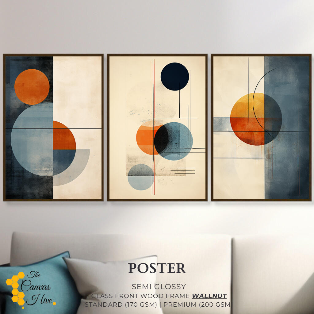 Abstract Geometric Shapes Set of 3 | Sets Wall Art Prints - The Canvas Hive