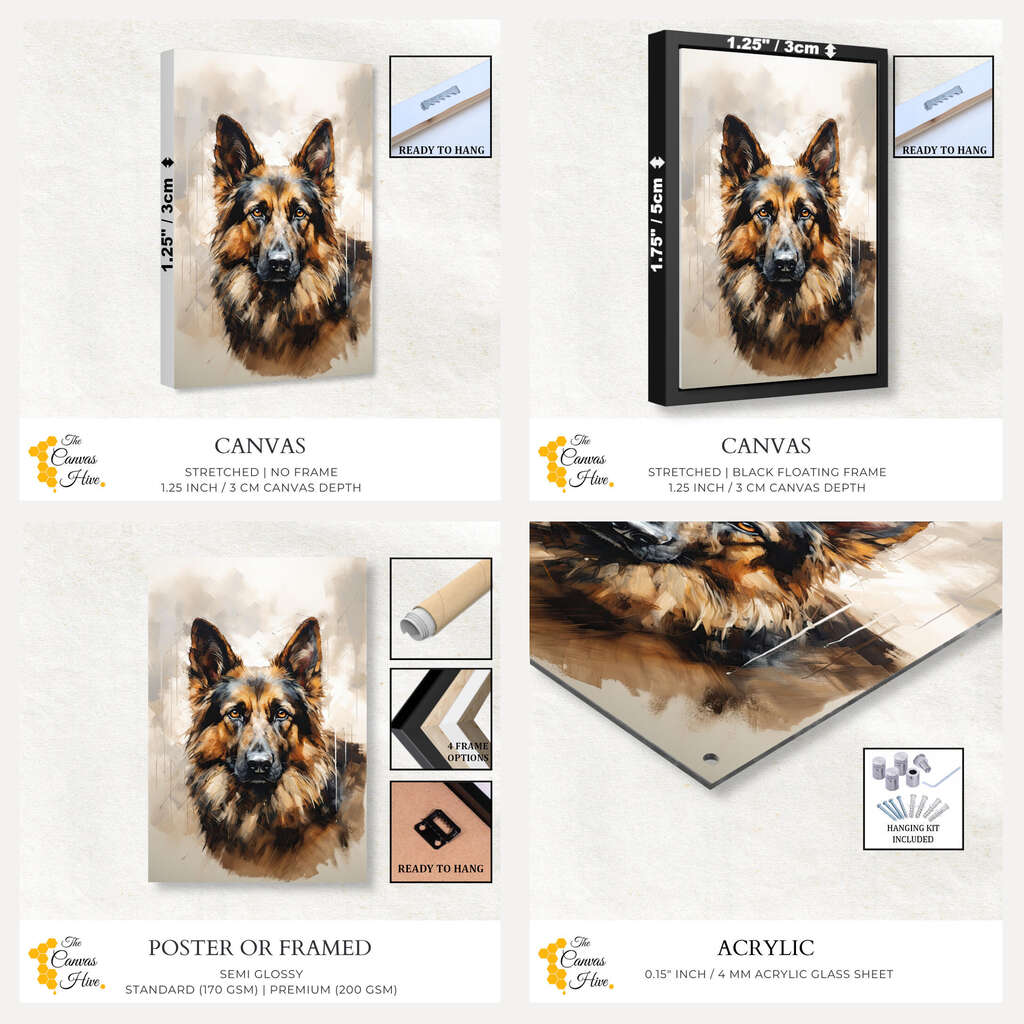 Abstract German Shepherd | Animals Wall Art Prints - The Canvas Hive