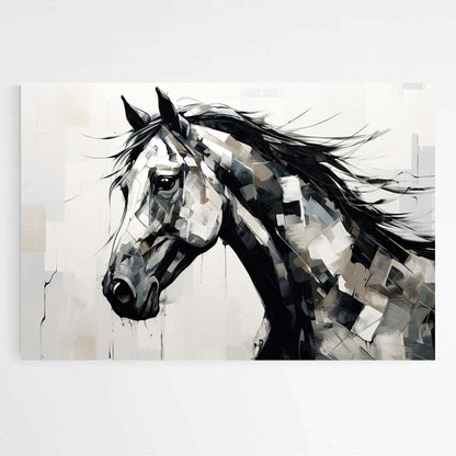 Abstract Horse Art Black & White | Animals Wall Art Prints - The Canvas Hive