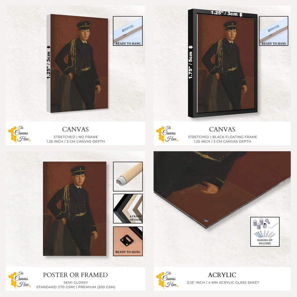 Achille De Gas Cadet Uniform Painting by Edgar Degas | Edgar Degas Wall Art Prints - The Canvas Hive