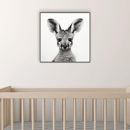 Australian Baby Animal Kangaroo Black & White | Nursery Wall Art Prints - The Canvas Hive