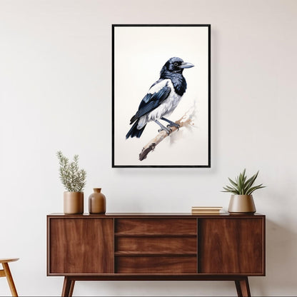 Australian Native Bird Magpie Water Colour | Australiana Wall Art Prints - The Canvas Hive