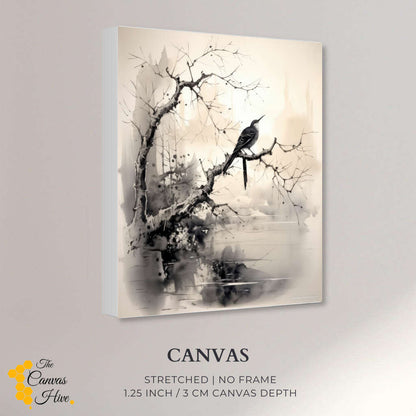 Bird Zen Sumi E Ink Art | Japanese Wall Art Prints - The Canvas Hive