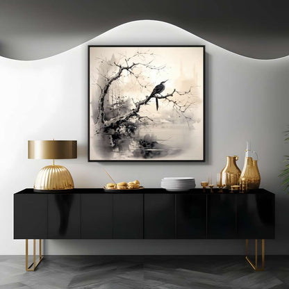 Bird Zen Sumi E Ink Art | Japanese Wall Art Prints - The Canvas Hive