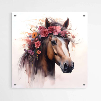 Blooming Beauty Horse | Animals Wall Art Prints - The Canvas Hive