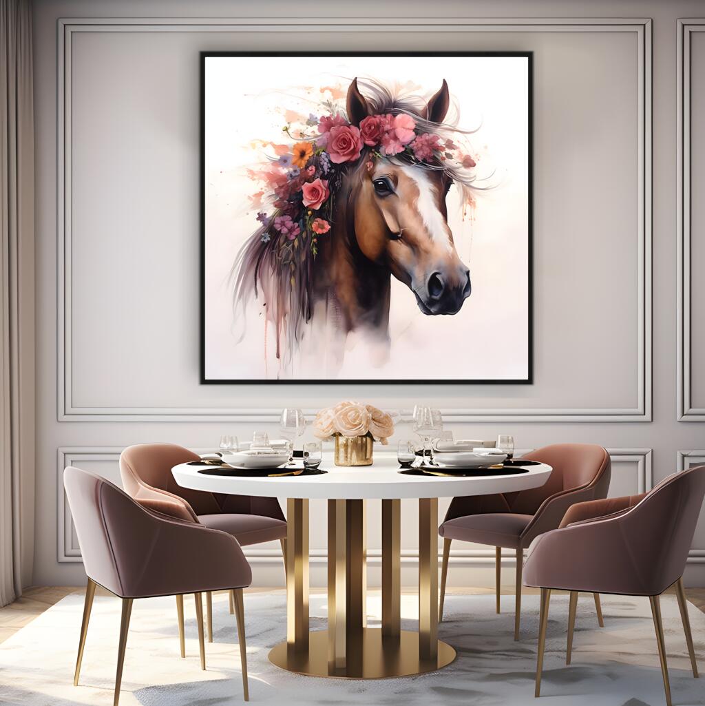 Blooming Beauty Horse | Animals Wall Art Prints - The Canvas Hive