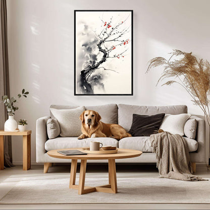 Blooming Pine Sumi E | Japanese Wall Art Prints - The Canvas Hive