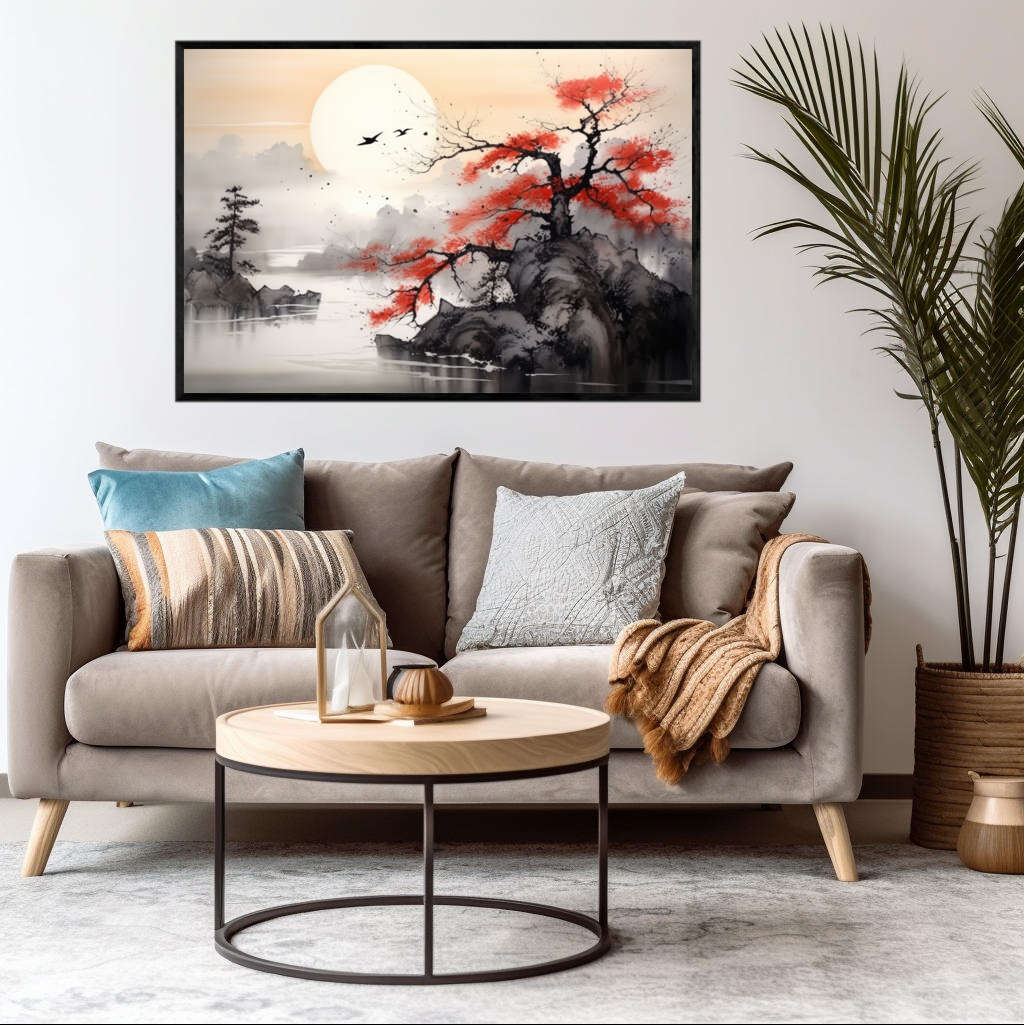 Blooming Sakura Sumi E| Japanese Wall Art Prints - The Canvas Hive