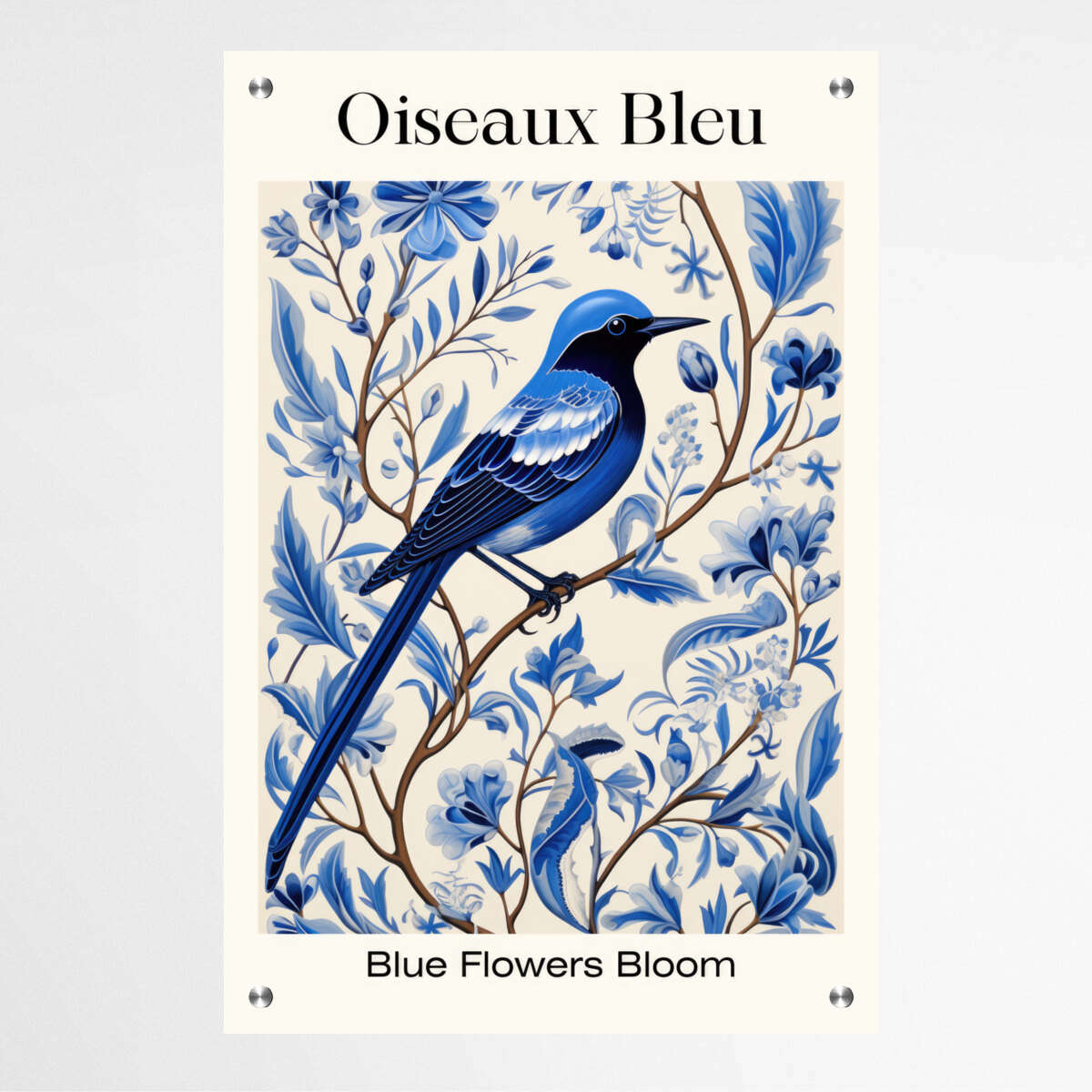 Blue Birds Floral Delight | Minimalist Wall Art Prints - The Canvas Hive