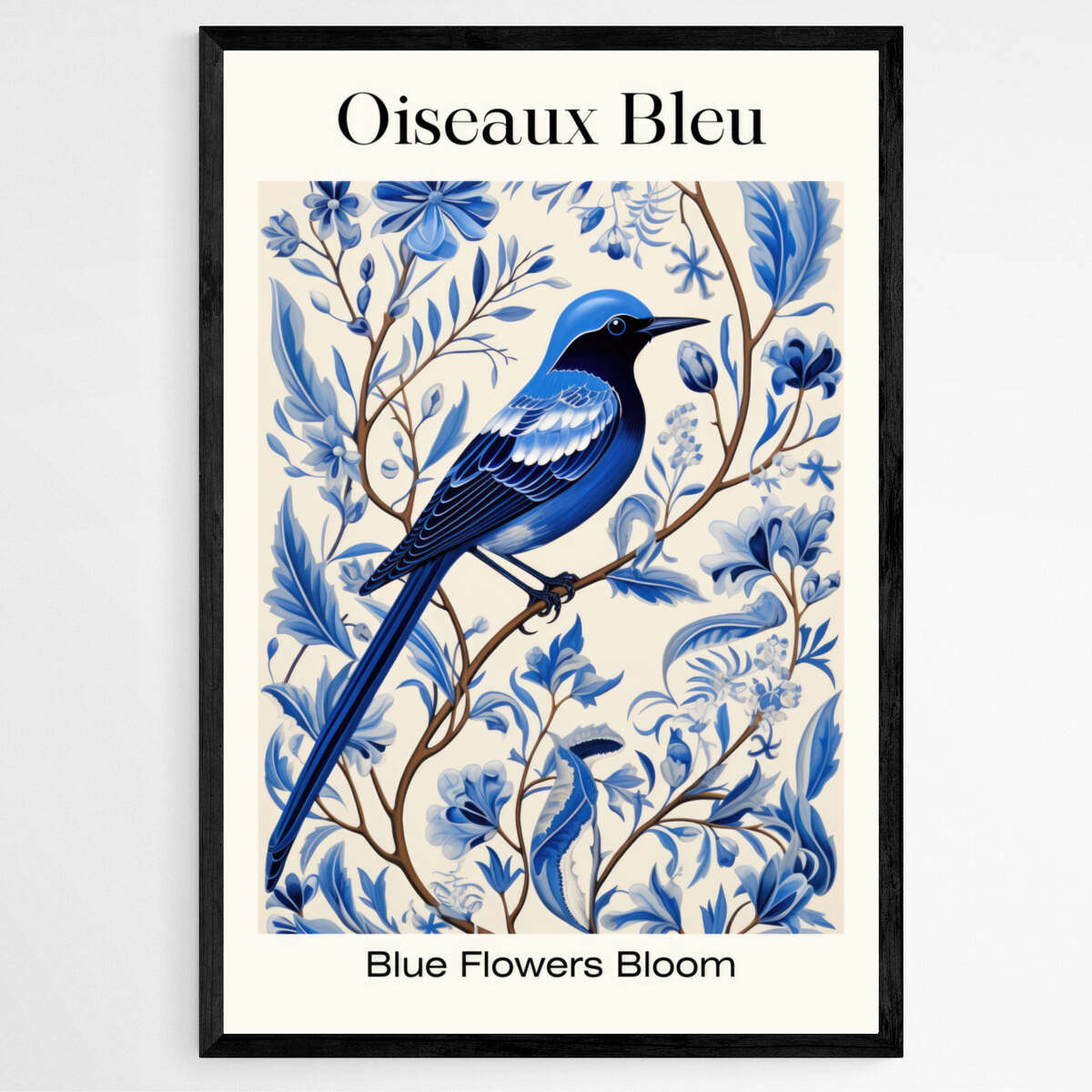 Blue Birds Floral Delight | Minimalist Wall Art Prints - The Canvas Hive