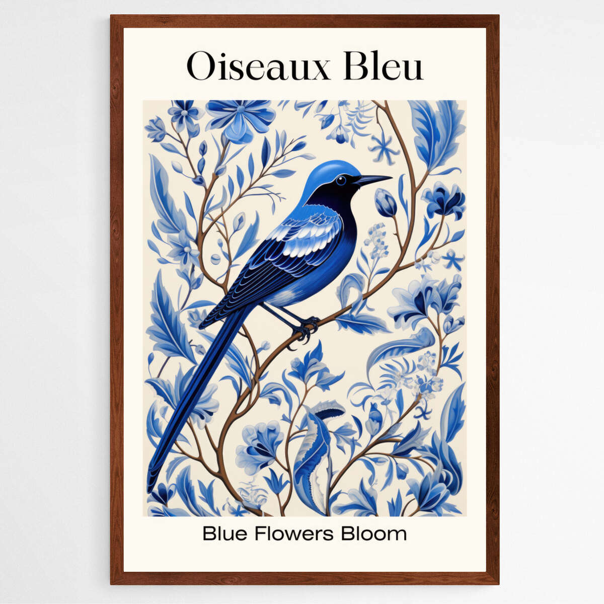 Blue Birds Floral Delight | Minimalist Wall Art Prints - The Canvas Hive