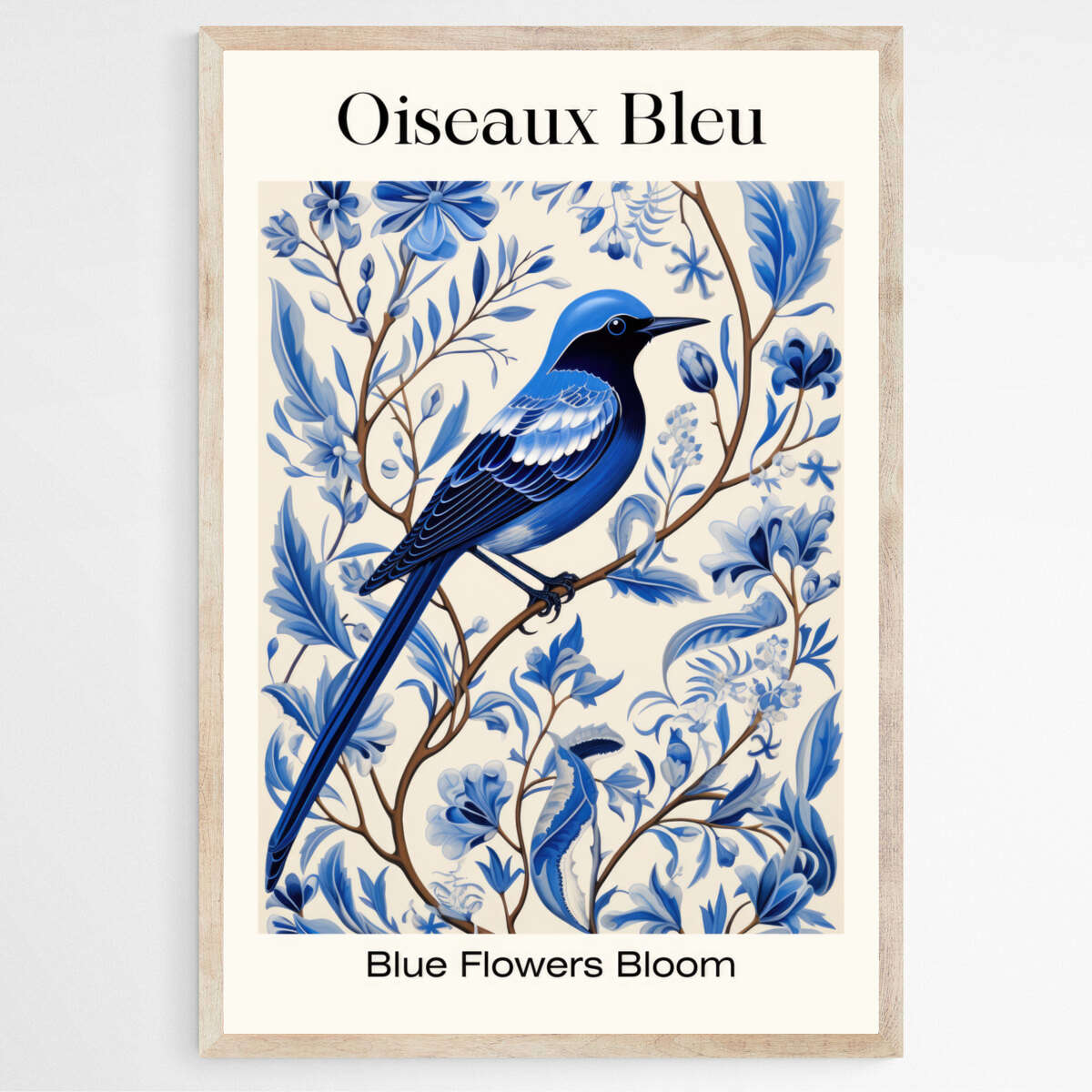 Blue Birds Floral Delight | Minimalist Wall Art Prints - The Canvas Hive