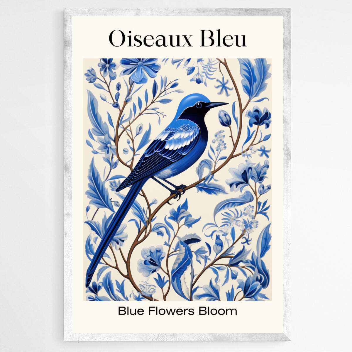 Blue Birds Floral Delight | Minimalist Wall Art Prints - The Canvas Hive