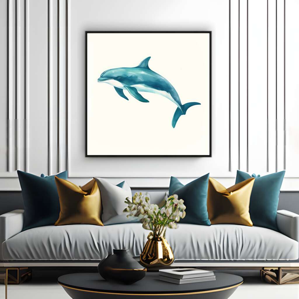 Blue Dolphine | Sea Life Wall Art Prints - The Canvas Hive