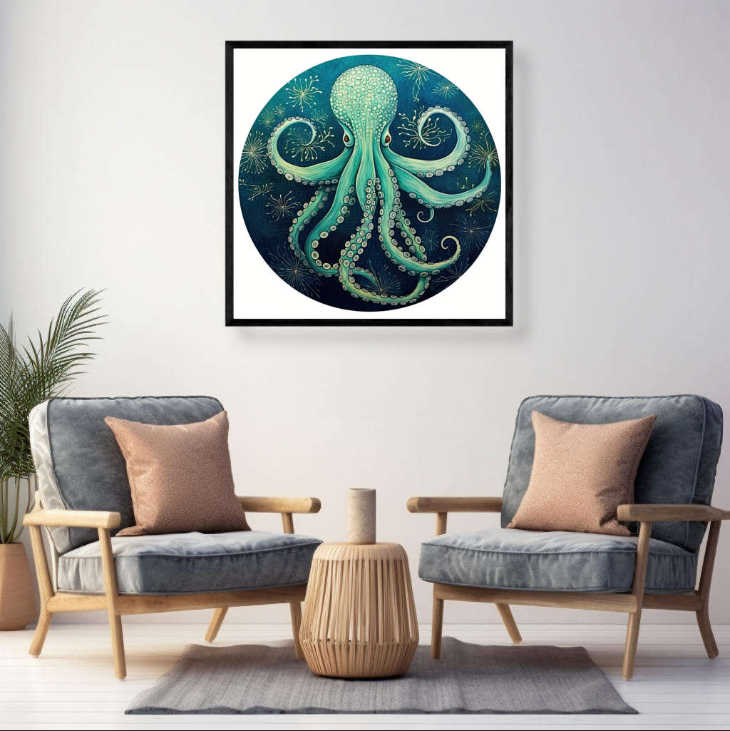 Blue Octopus Watercolor | Sea Life Wall Art Prints - The Canvas Hive