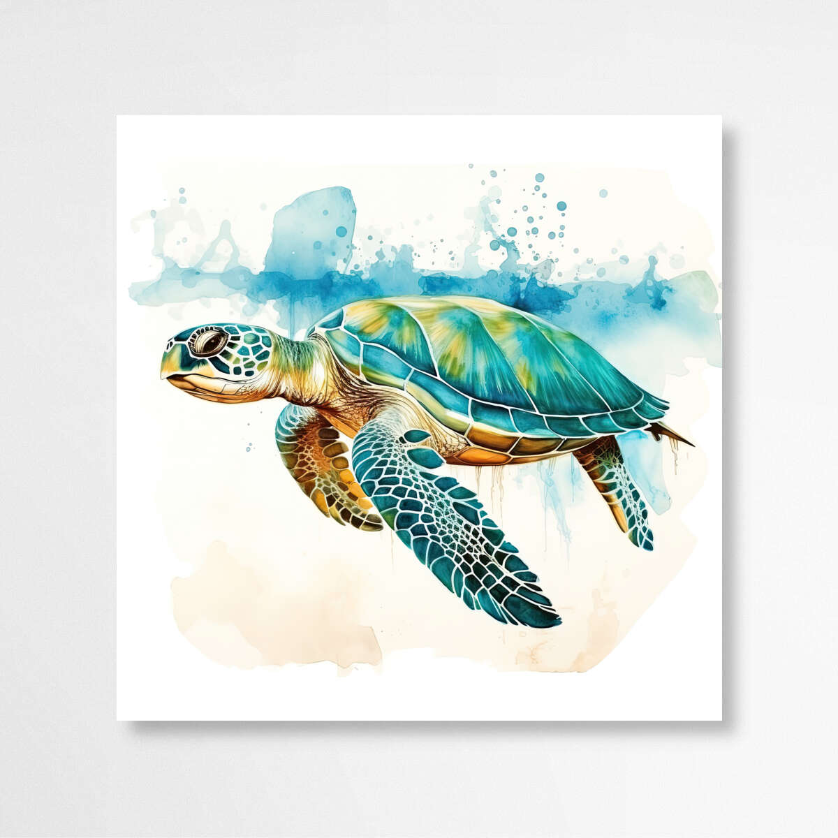 Blue Turtle Watercolor | Sea Life Wall Art Prints - The Canvas Hive