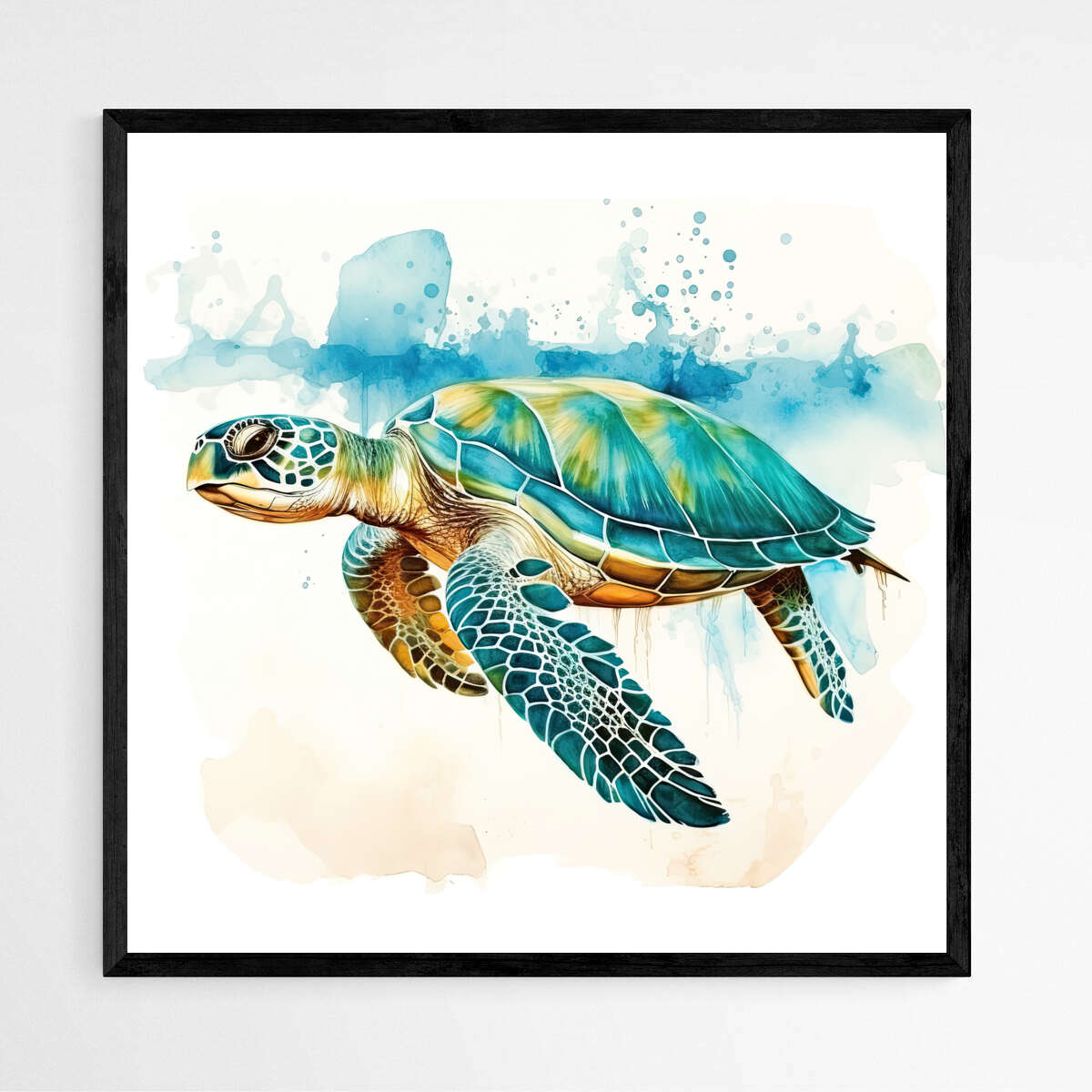 Blue Turtle Watercolor | Sea Life Wall Art Prints - The Canvas Hive