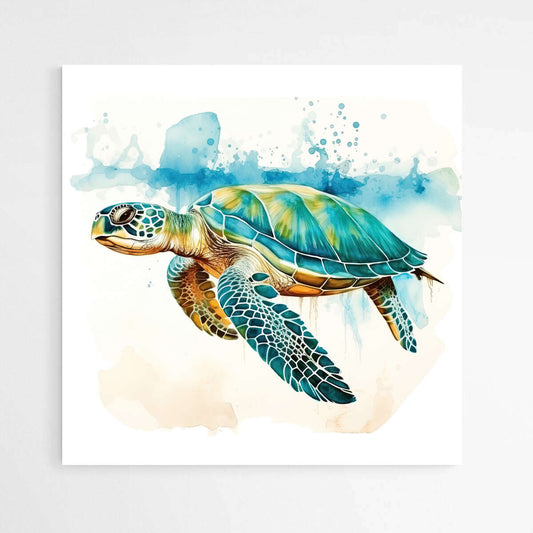 Blue Turtle Watercolor | Sea Life Wall Art Prints - The Canvas Hive