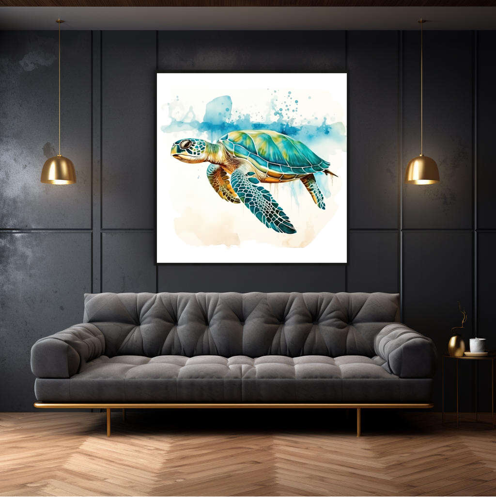 Blue Turtle Watercolor | Sea Life Wall Art Prints - The Canvas Hive