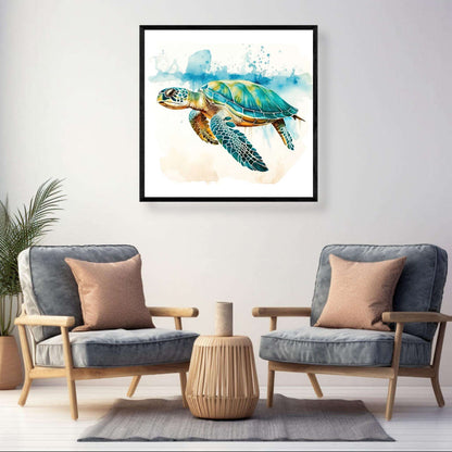 Blue Turtle Watercolor | Sea Life Wall Art Prints - The Canvas Hive