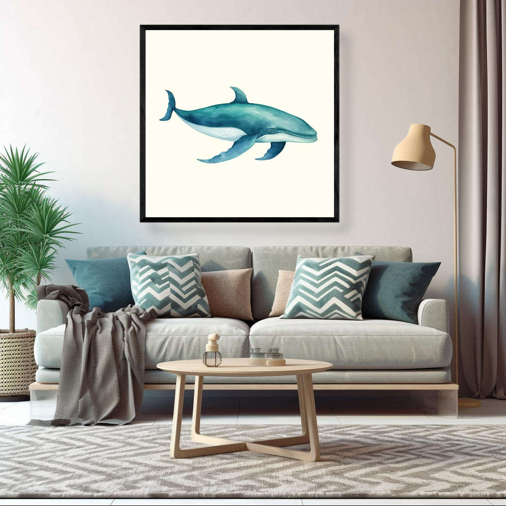 Blue Whale Watercolor | Sea Life Wall Art Prints - The Canvas Hive