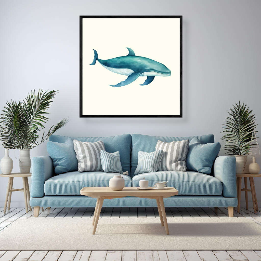 Blue Whale Watercolor | Sea Life Wall Art Prints - The Canvas Hive