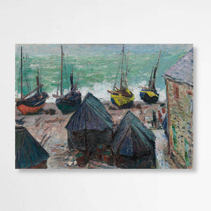 Boats on the Beach at Etretat by Claude Monet | Claude Monet Wall Art Prints - The Canvas Hive