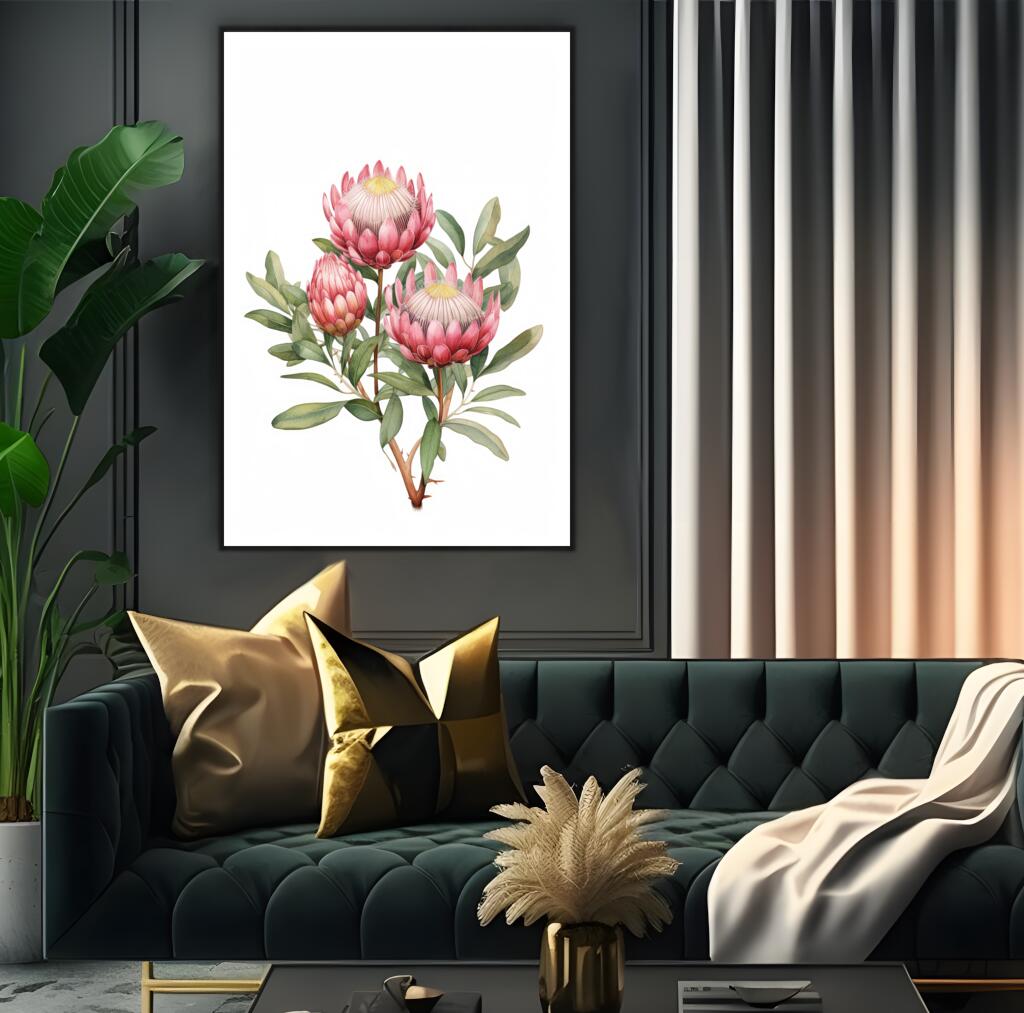Botanical Beauty: Pink Protea Print | Australiana Wall Art Prints - The Canvas Hive