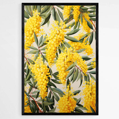 Botanical Beauty: Wattle Print White Background | Australiana Wall Art Prints - The Canvas Hive