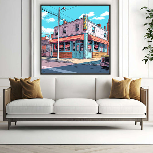 Bright City Corner | Pop Art Wall Art Prints - The Canvas Hive