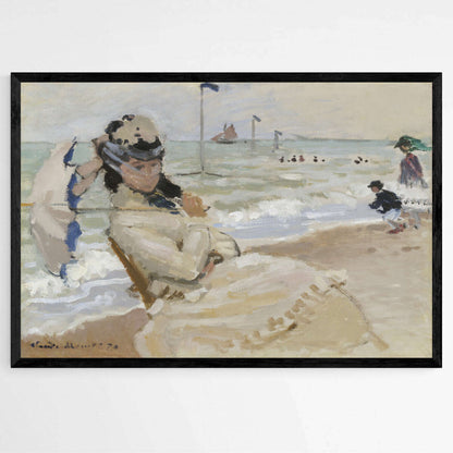 Camille on the Beach in Trouville by Claude Monet | Claude Monet Wall Art Prints - The Canvas Hive