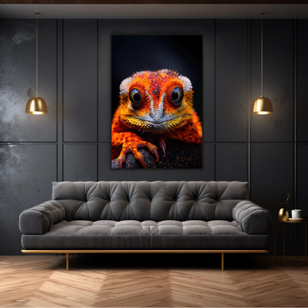 Captivating Orange Bearded Lizard Print | Australiana Wall Art Prints - The Canvas Hive