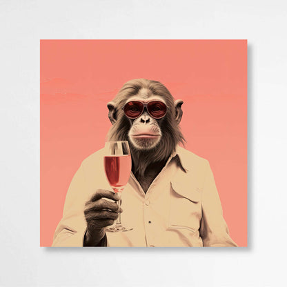 Chic Monkey Drinking Rose | Animals Wall Art Prints - The Canvas Hive