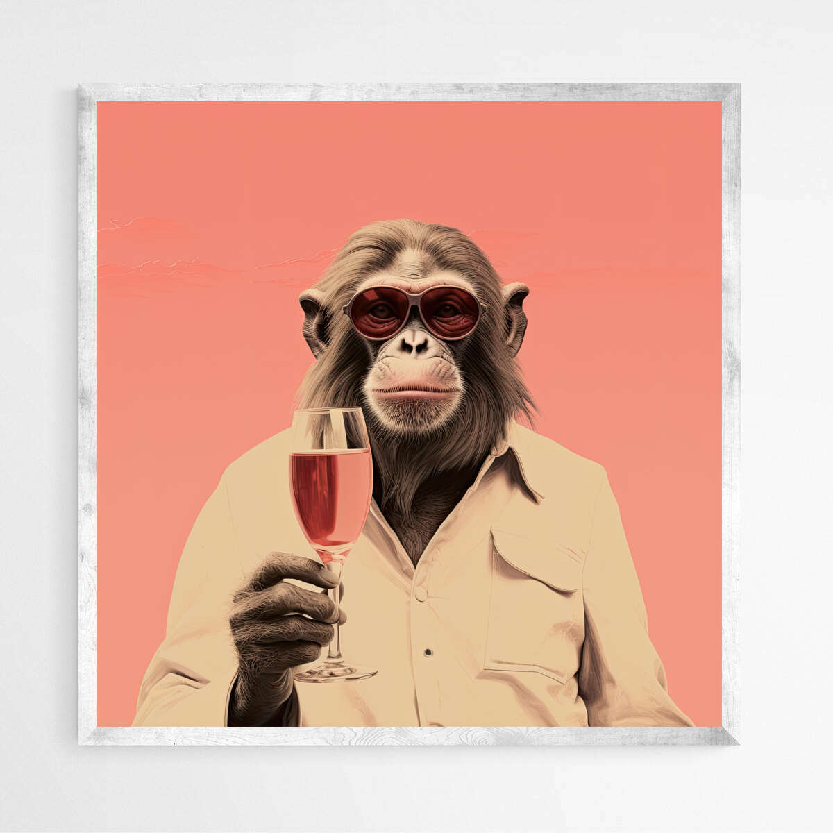 Chic Monkey Drinking Rose | Animals Wall Art Prints - The Canvas Hive