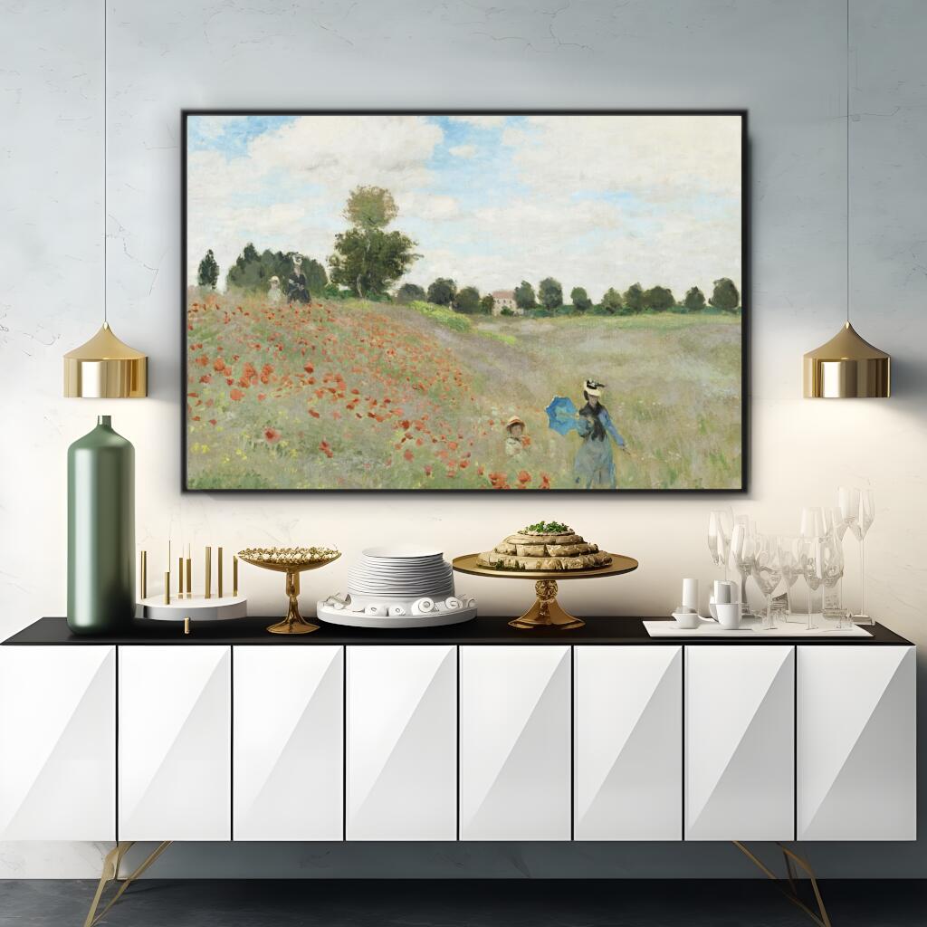 Claude Monet's The Poppy Field near Argenteuil | Famous Paintings Wall Art Prints - The Canvas Hive