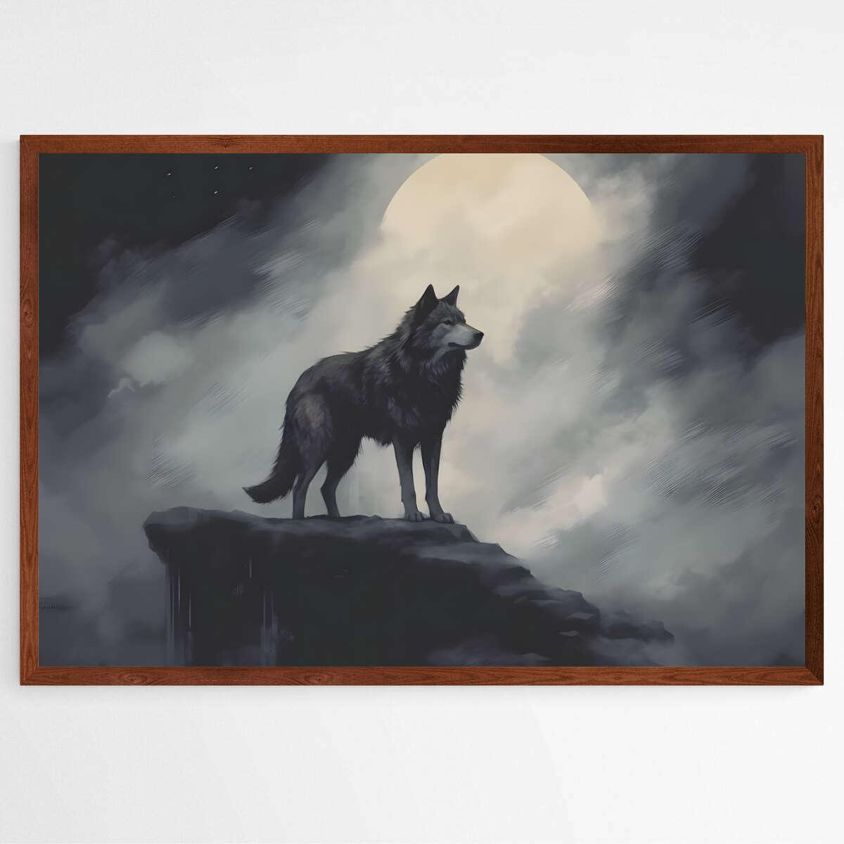 Clouded Moon Wolf| Animals Wall Art Prints - The Canvas Hive