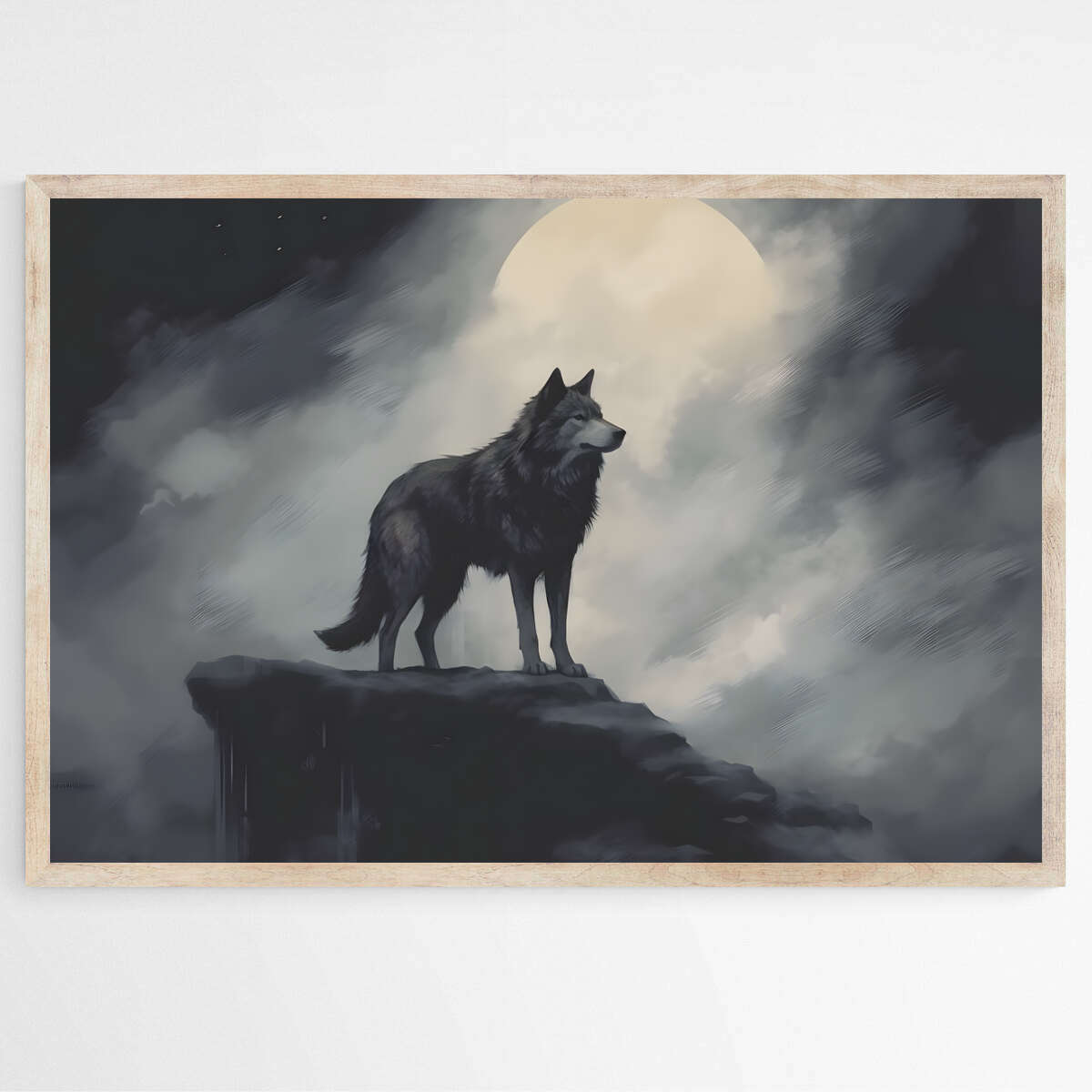 Clouded Moon Wolf| Animals Wall Art Prints - The Canvas Hive