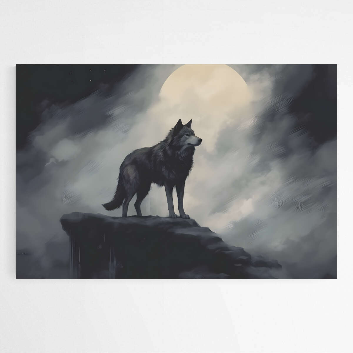 Clouded Moon Wolf| Animals Wall Art Prints - The Canvas Hive