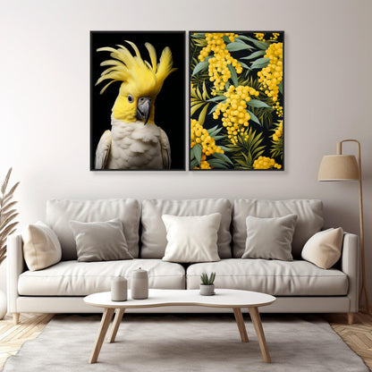 Cockatoo & Wattle Duet - Set of 2 | Sets Wall Art Prints - The Canvas Hive