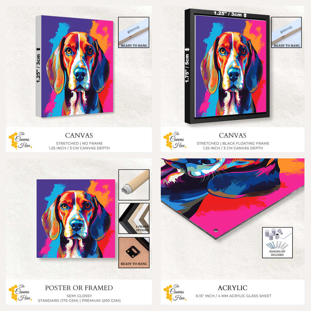 Colorful Beagle Dog | Pop Art Wall Art Prints - The Canvas Hive