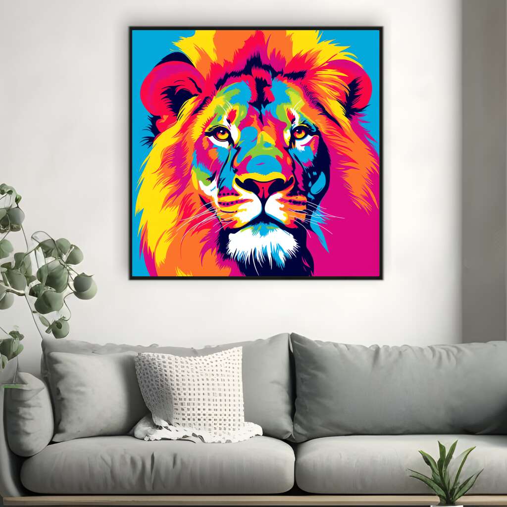 Colorful Majestic Lion | Pop Art Wall Art Prints - The Canvas Hive