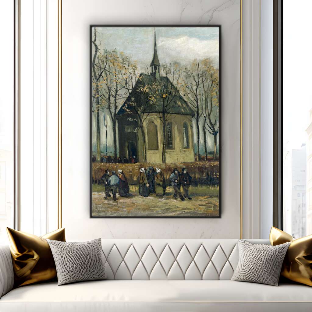 Congregation Leaving the Reformed Church by Vincent Van Gogh | Vincent Van Gogh Wall Art Prints - The Canvas Hive