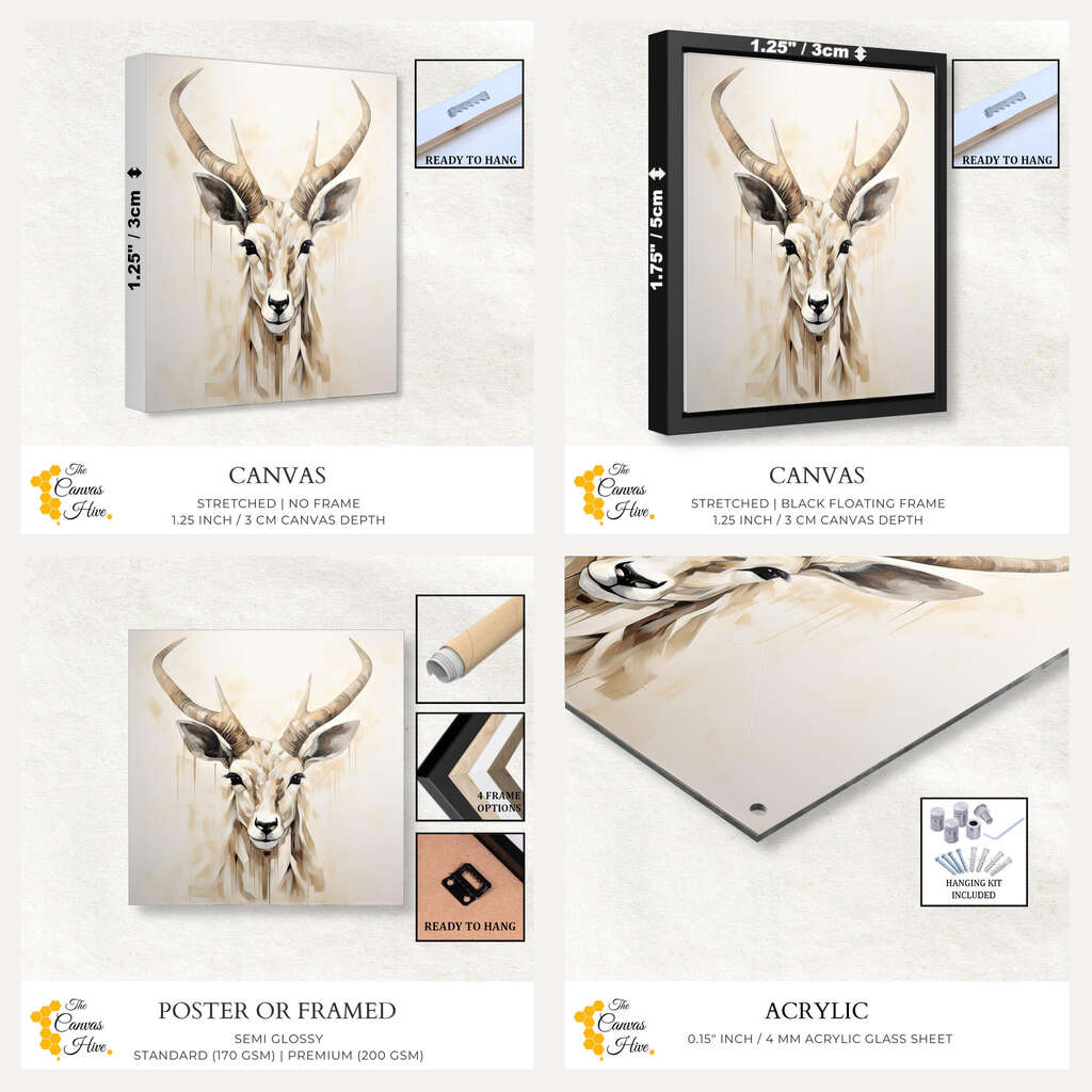 Deer Beige Elegance | Animals Wall Art Prints - The Canvas Hive