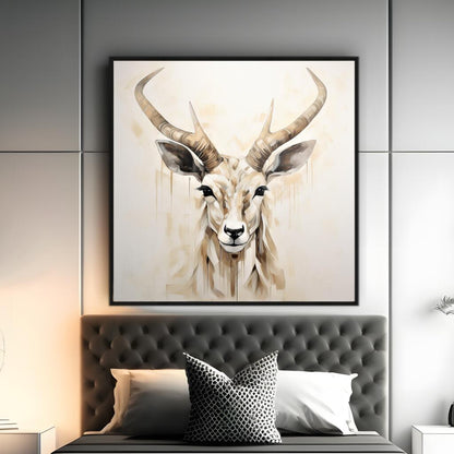 Deer Beige Elegance | Animals Wall Art Prints - The Canvas Hive