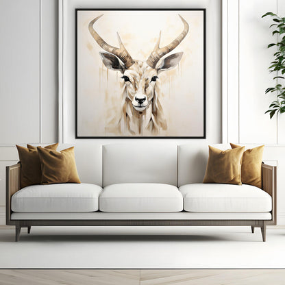 Deer Beige Elegance | Animals Wall Art Prints - The Canvas Hive