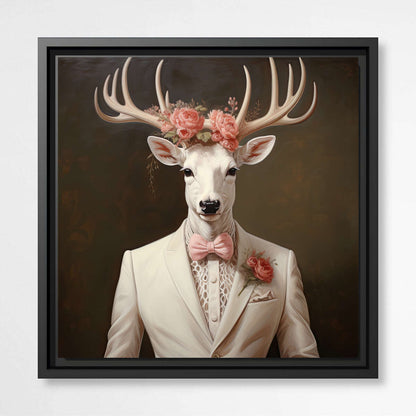 Deer in Suit with Flowers | Animals Wall Art Prints - The Canvas Hive