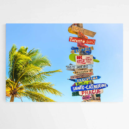Direction Sign Long Bay Beach | Beachside Wall Art Prints - The Canvas Hive
